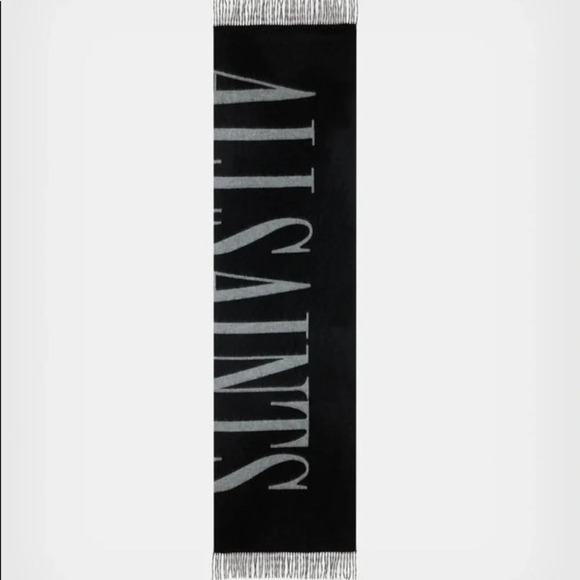 All Saints Reversible Black Max Wool Scarf